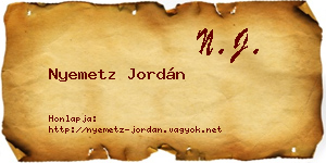 Nyemetz Jordán névjegykártya